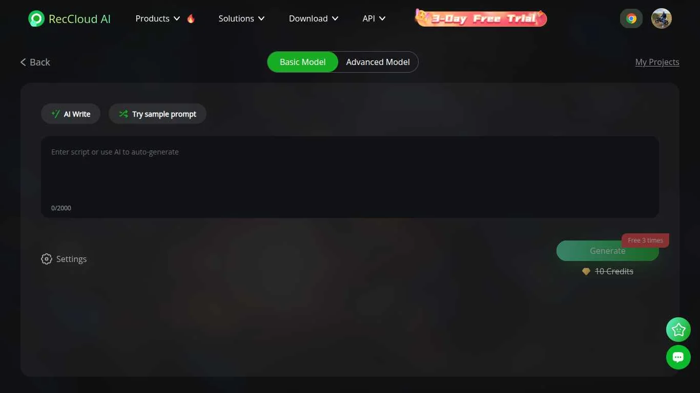 RecCloud Video Generation Interface