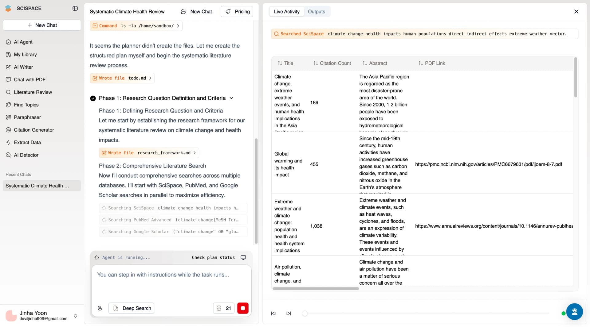 SciSpace search results showing papers from multiple databases