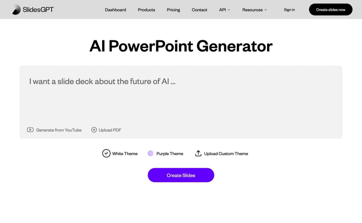SlidesGPT Homepage
