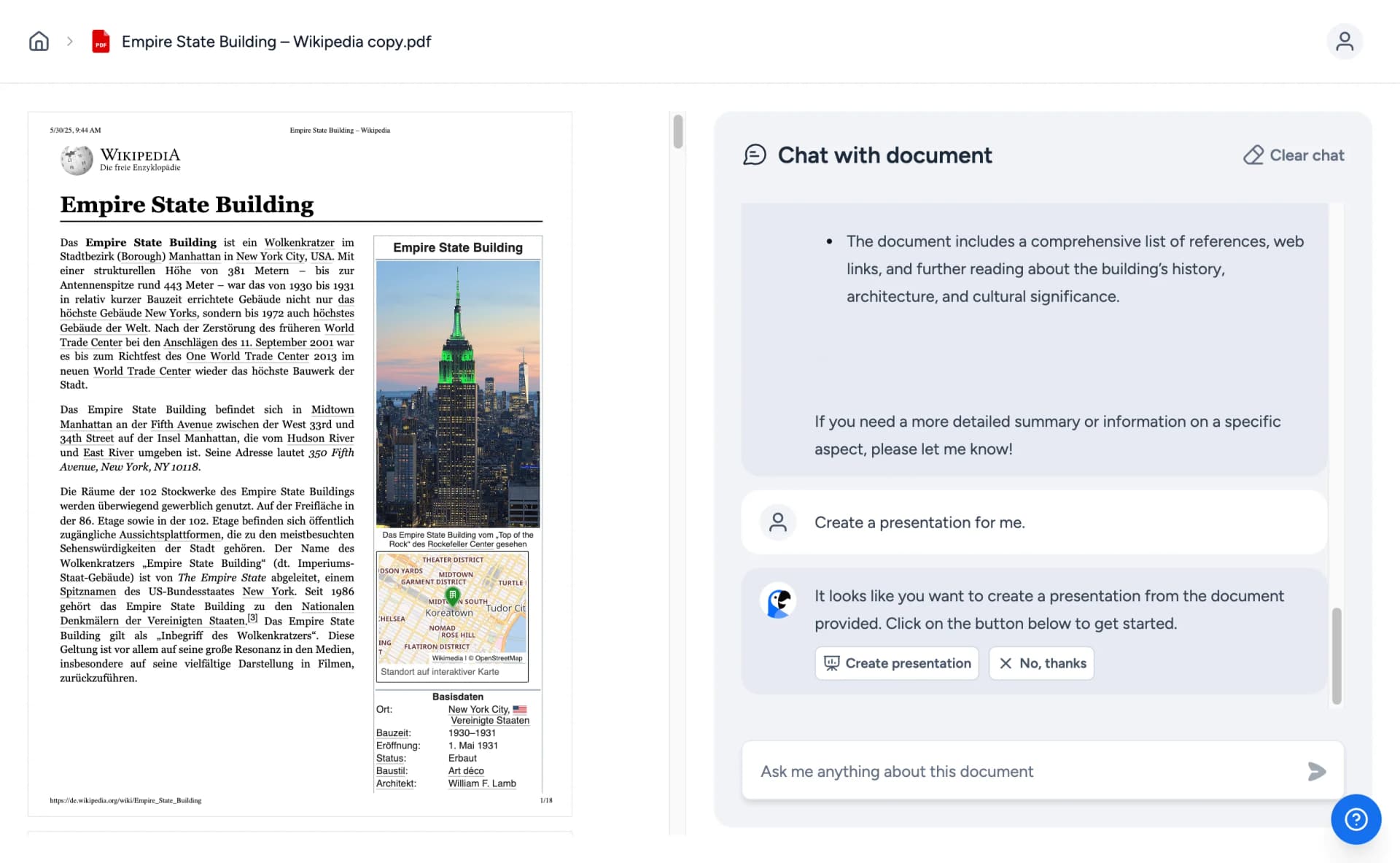 SlideSpeak document chatbot