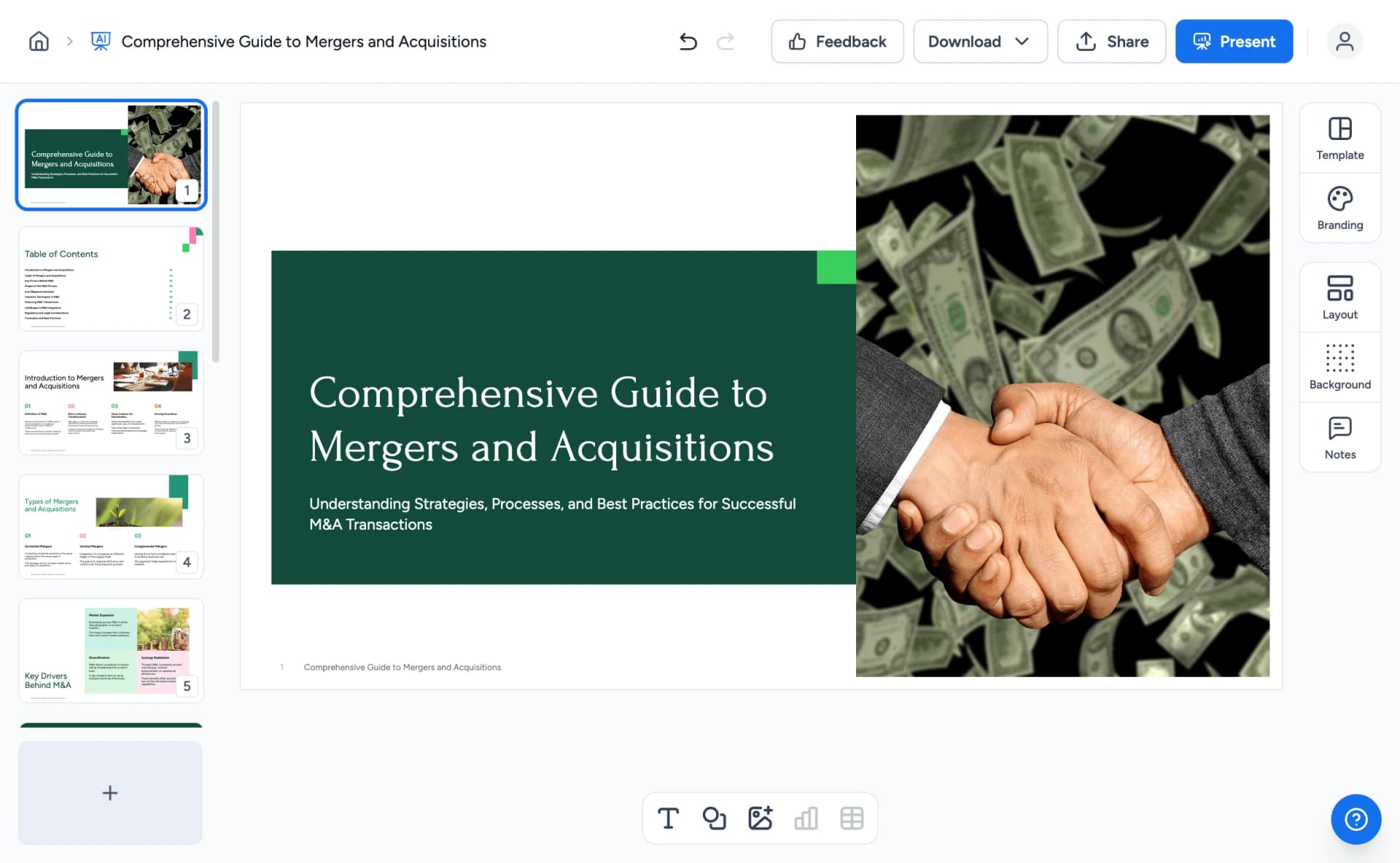 SlideSpeak merger and acquisition presentation example