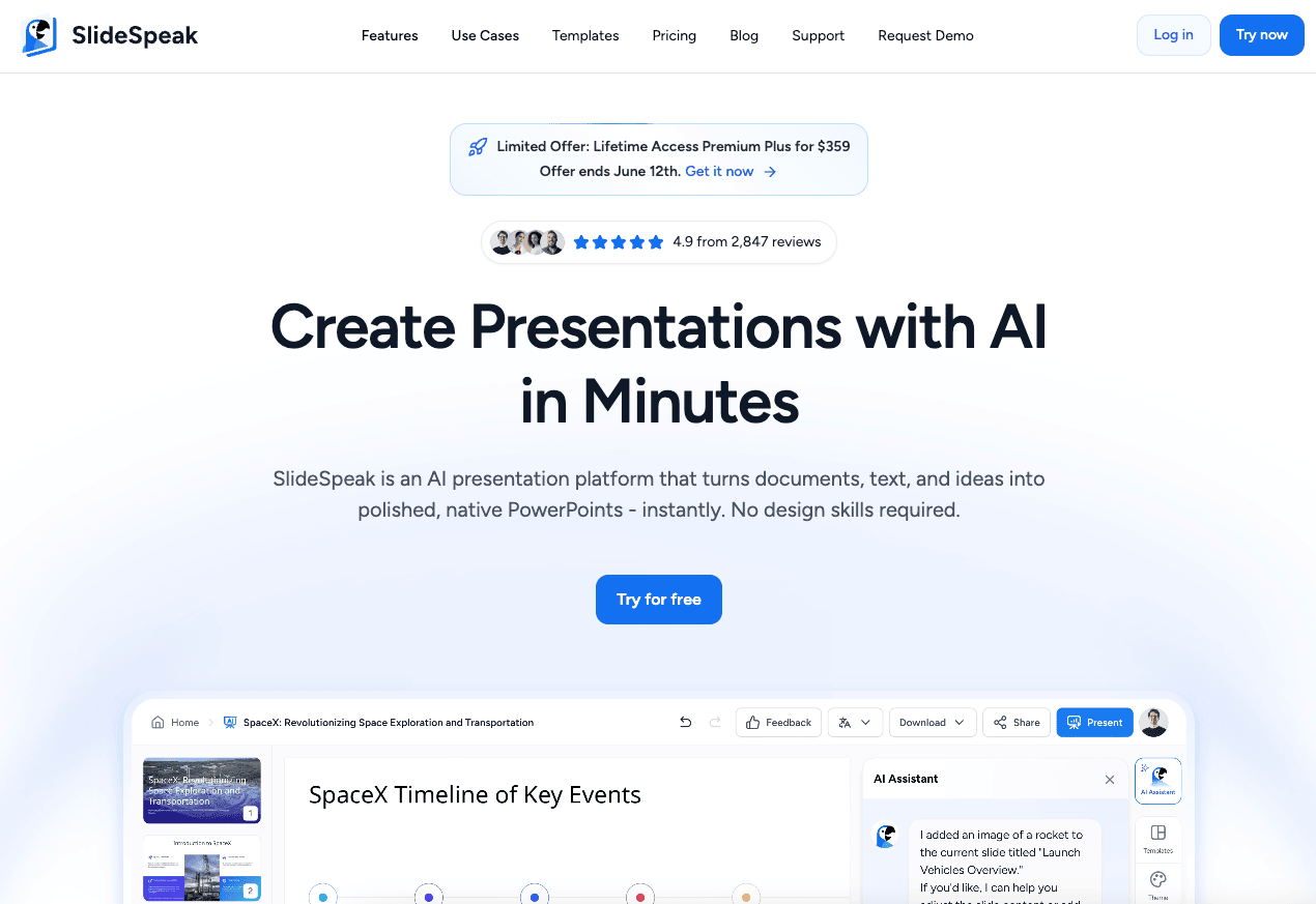 Slidespeak Homepage Interface