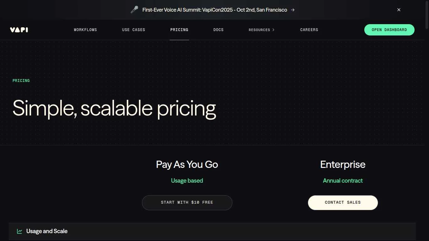 Vapi.ai Pricing Page