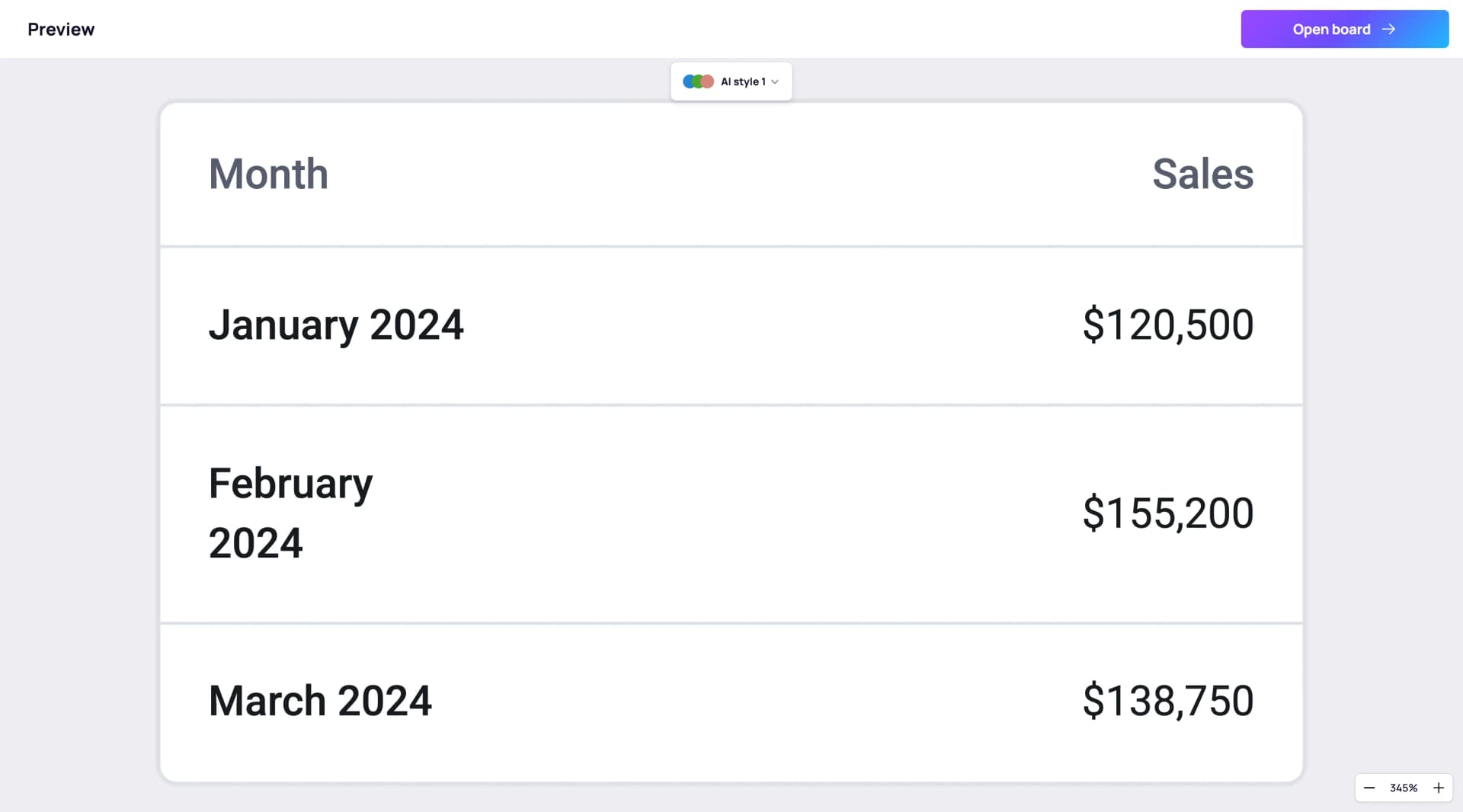 Visily AI table generation complete