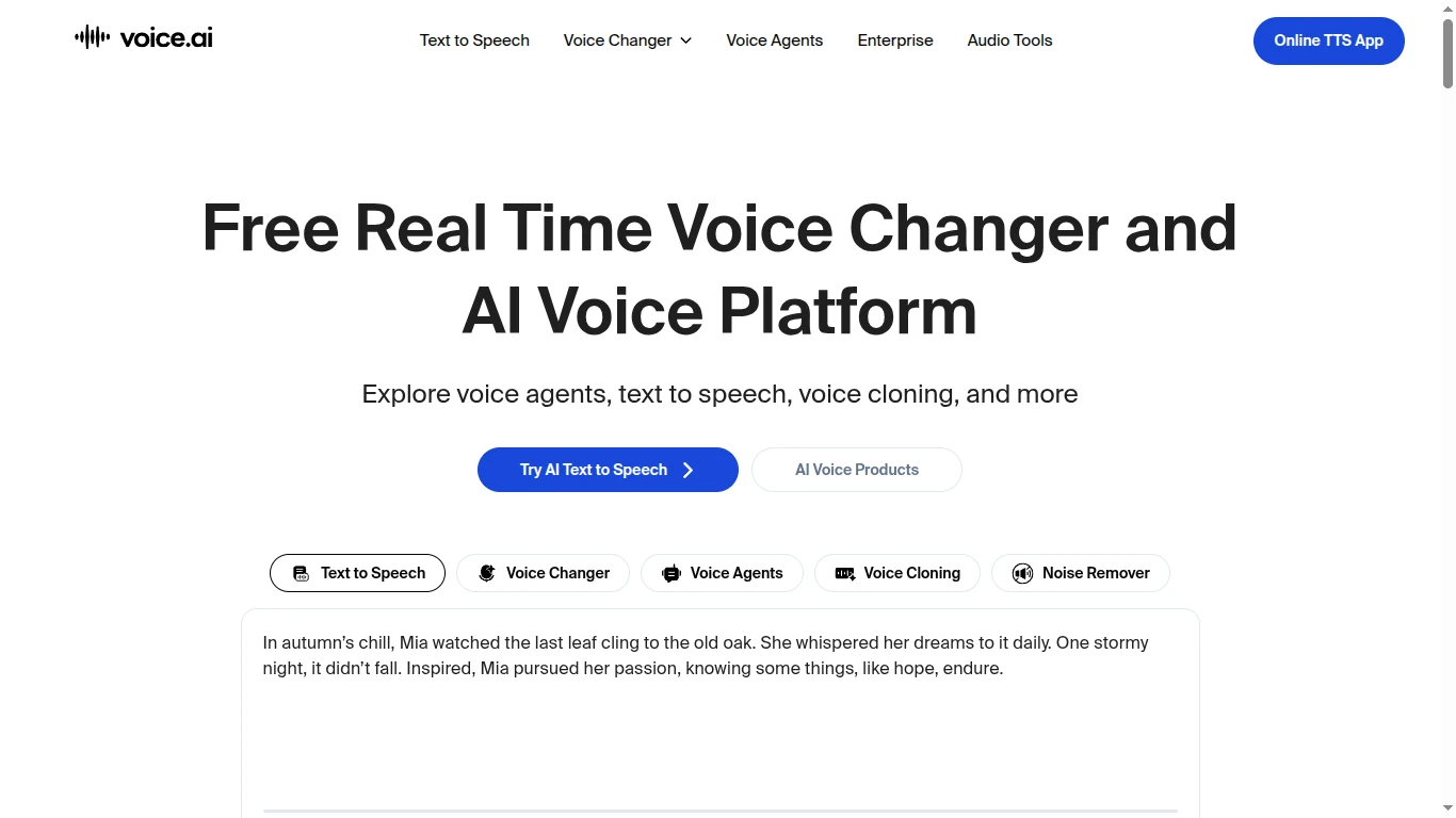 Voice.ai Main Homepage