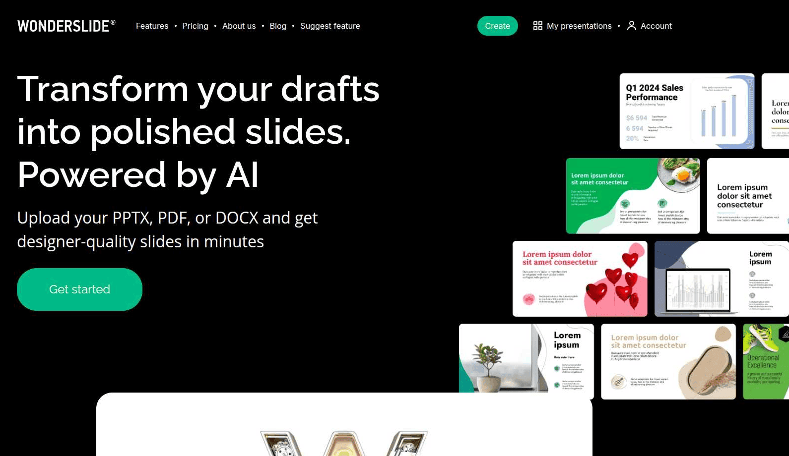 Wonderslide Homepage - AI Presentation Maker