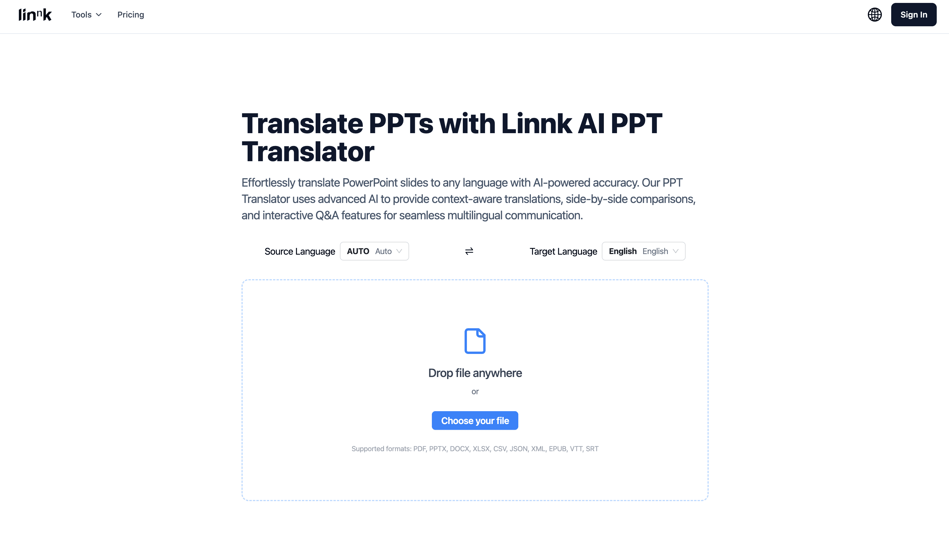 Linnk.ai AI Translation Platform
