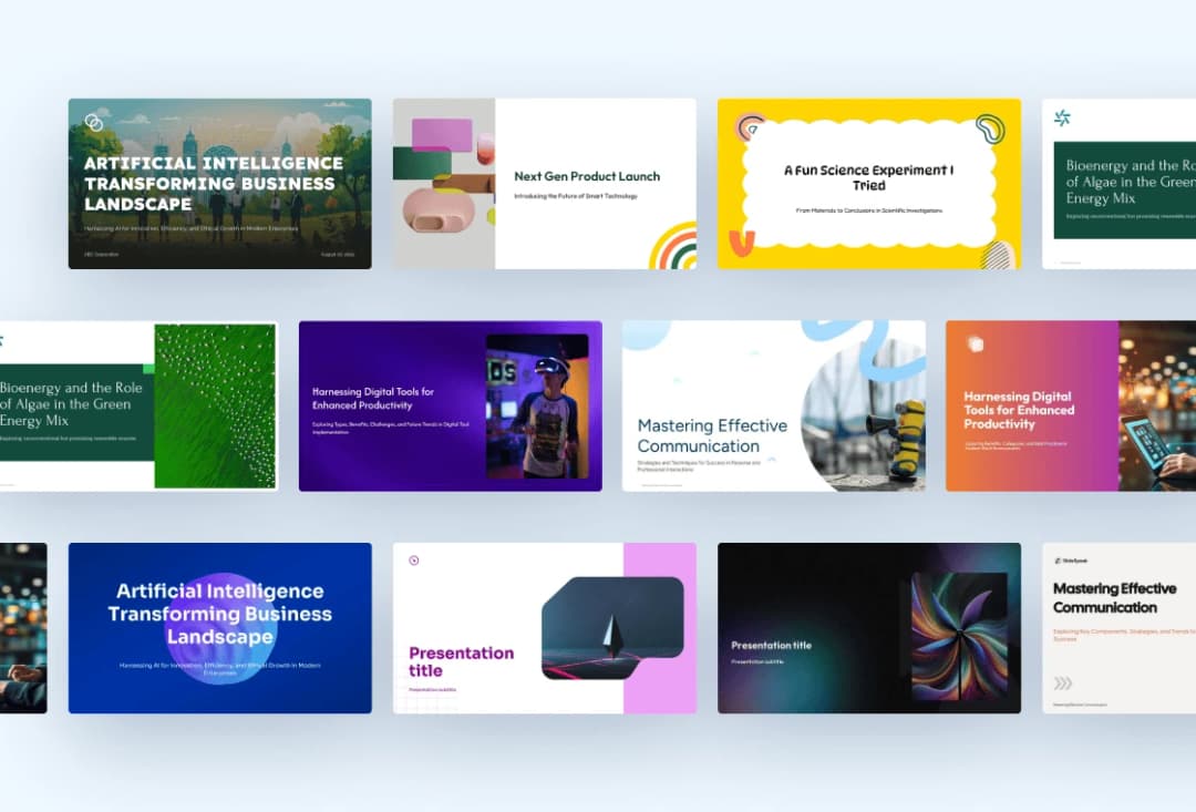Interfaz de biblioteca de prompts de diseño de presentaciones