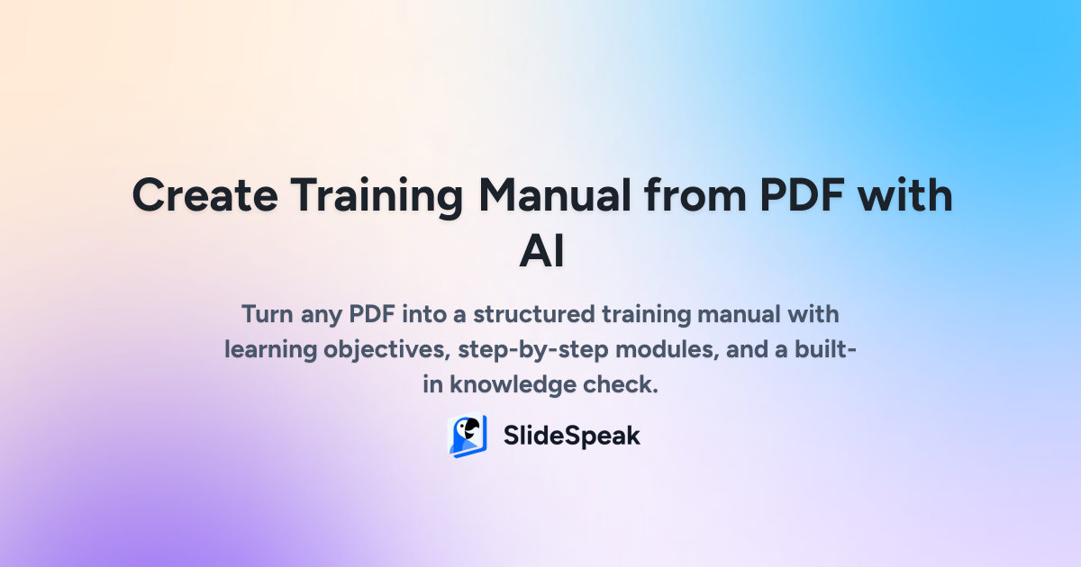 Create Training Manual from PDF with AI - Free Training Manual Generator