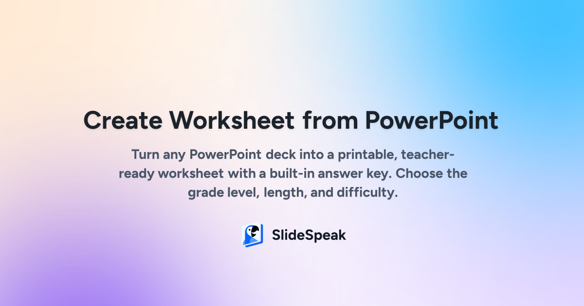 Create Worksheet from PowerPoint - Free AI Tool with Answer Key