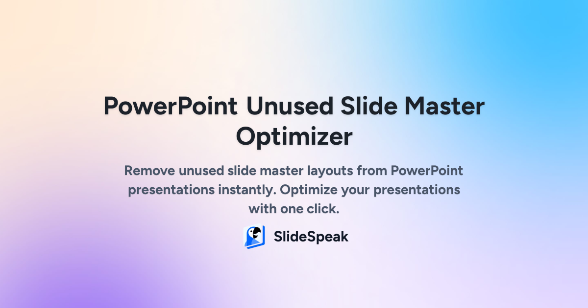 PowerPoint Unused Slide Master Optimizer - Remove Unused Slide Masters