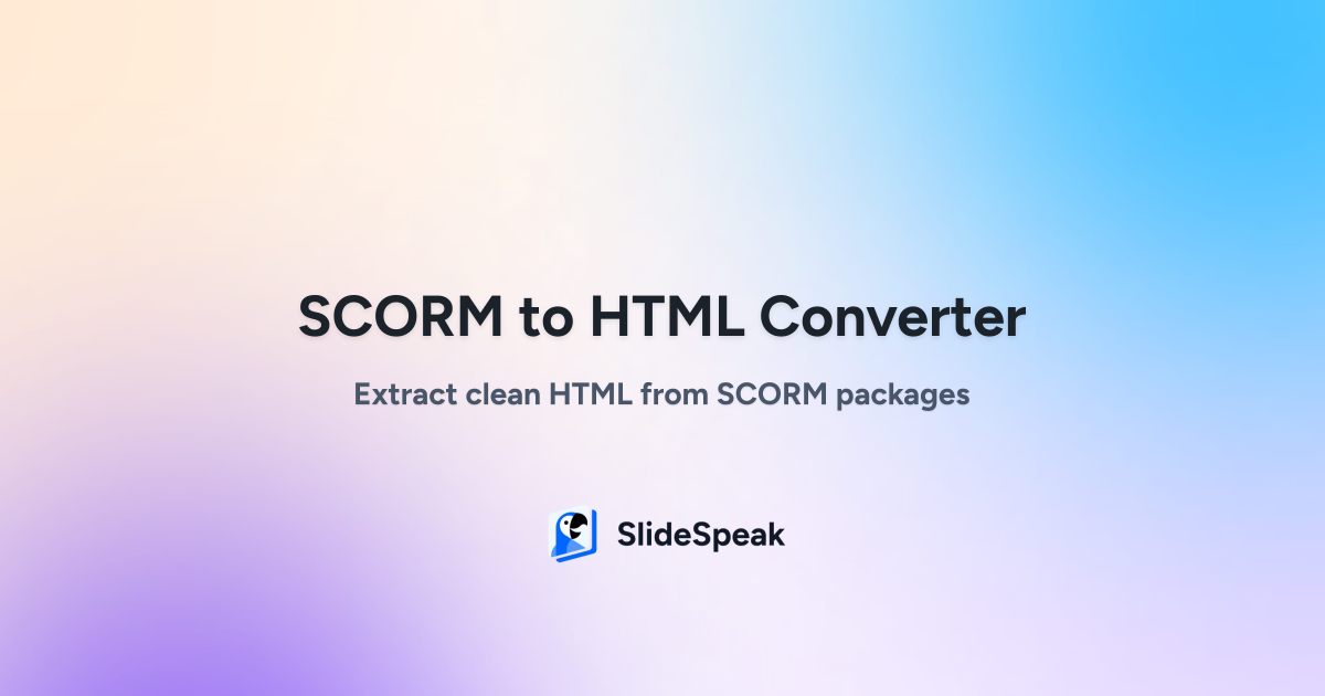 SCORM to HTML Converter - Free Online Tool - SlideSpeak