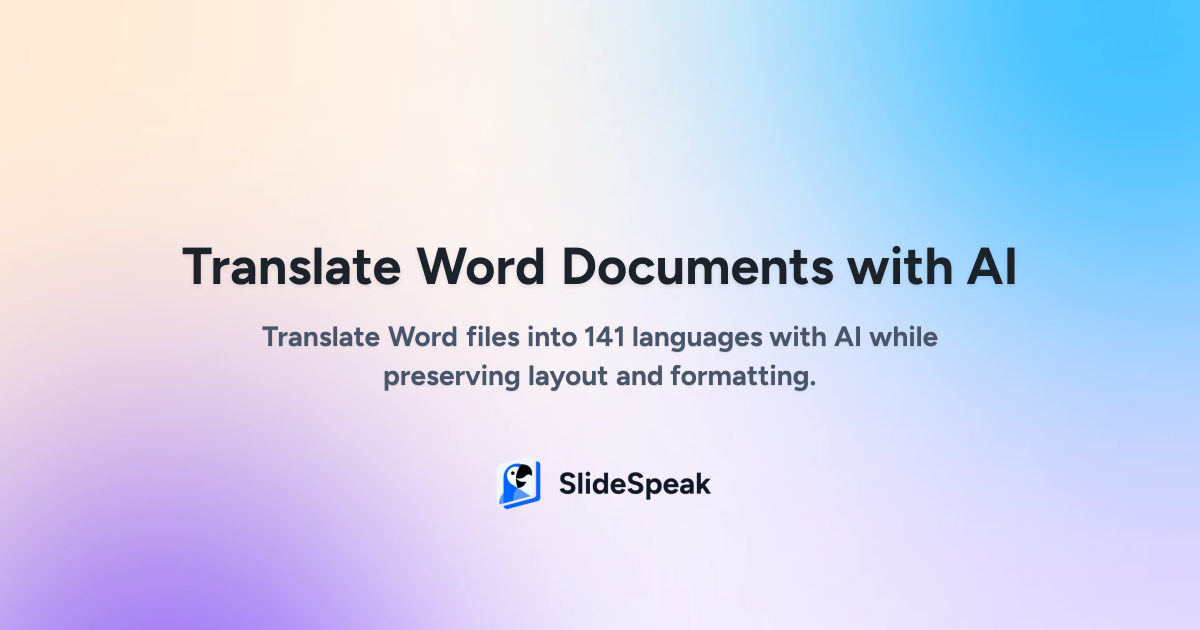 Translate Word with AI - SlideSpeak