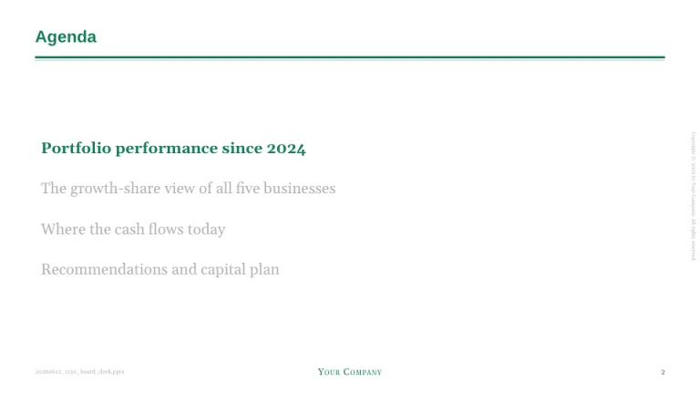BCG Style Agenda slide