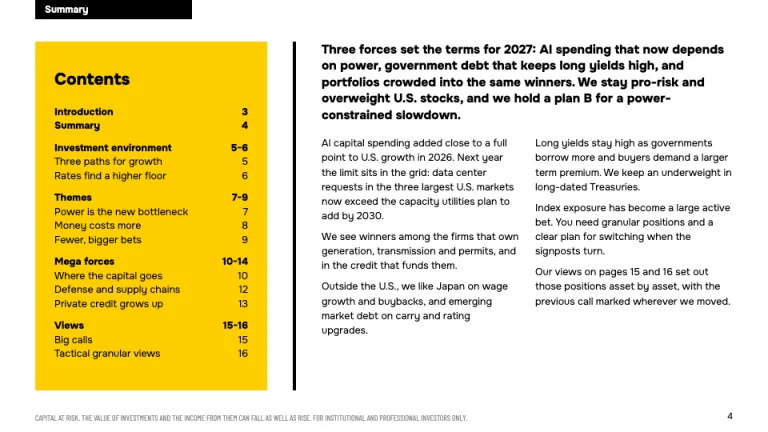 BlackRock Outlook Summary and contents slide