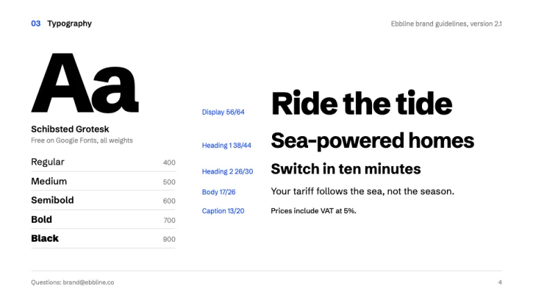 Brand Guidelines Typography slide