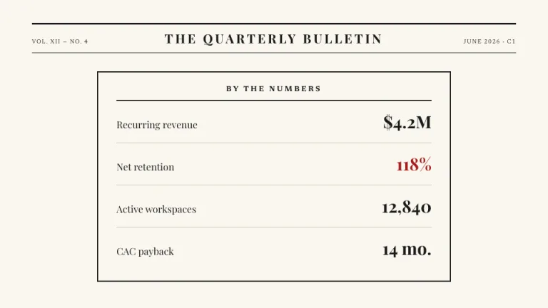Broadsheet Key metrics slide