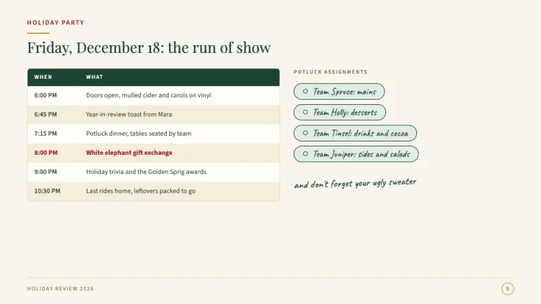 Christmas Party plan slide