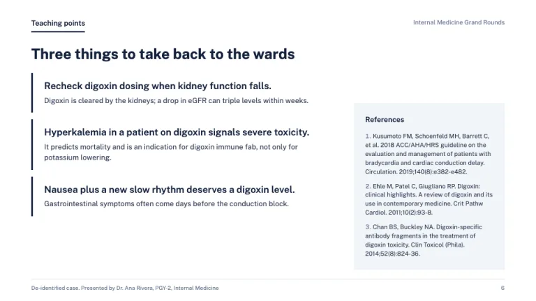 Grand Rounds Teaching points and references slide