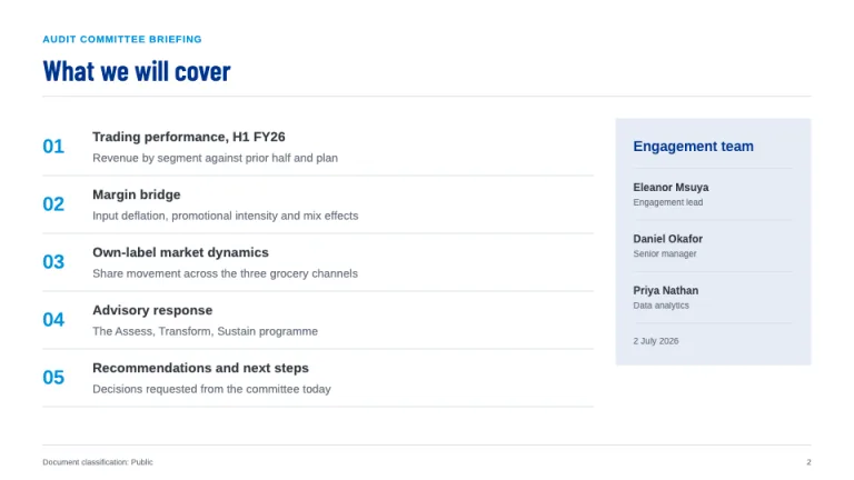 KPMG Style Agenda slide