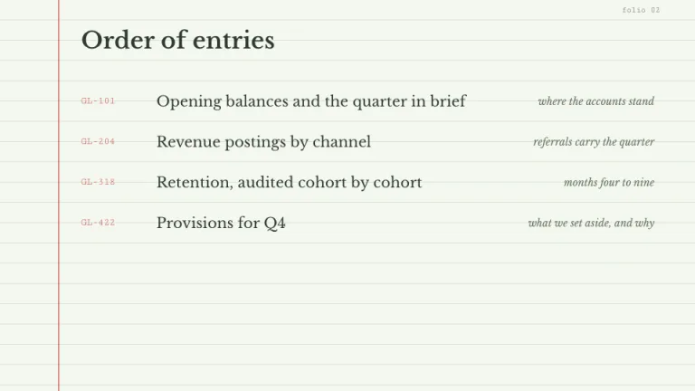 Ledger Agenda slide