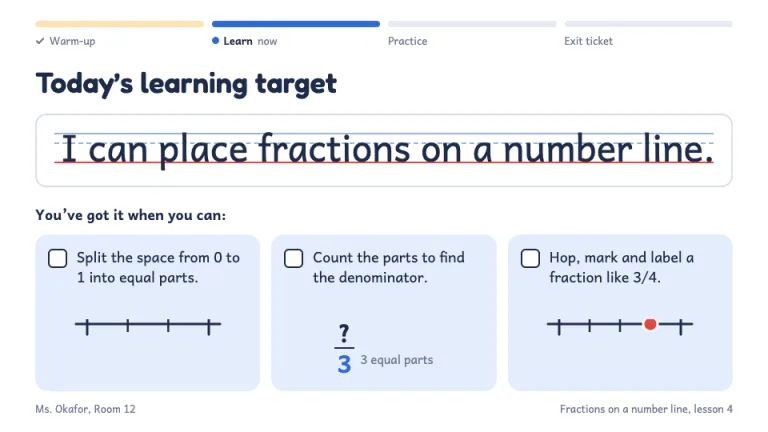 Lesson Plan Learning target slide