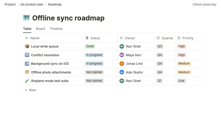 Notion Style Database table slide