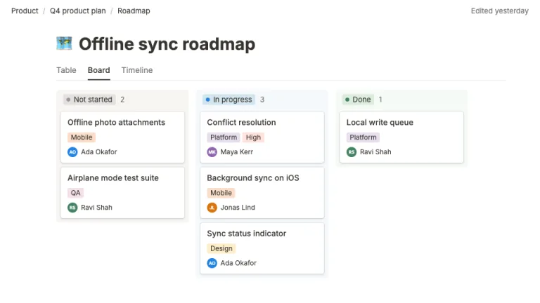 Notion Style Board view slide