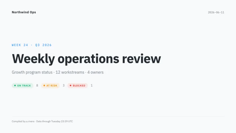 Operator: Title slide