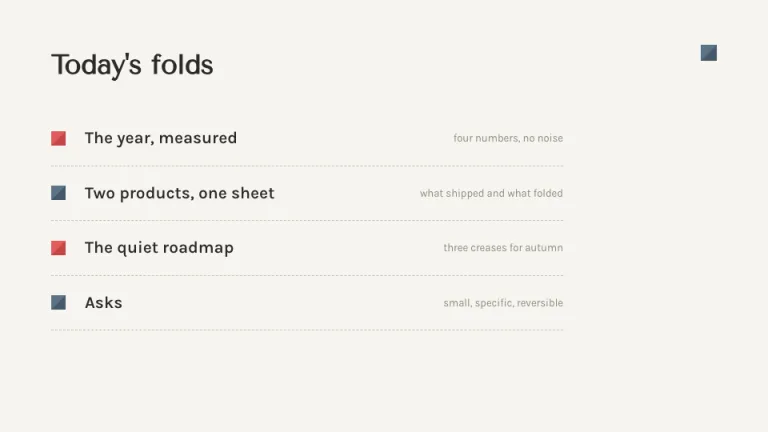Origami Agenda slide