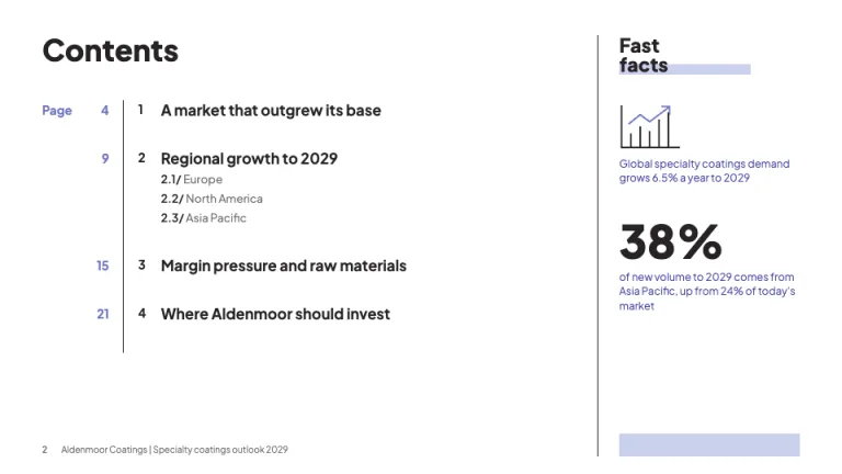 Roland Berger Style Contents and fast facts slide