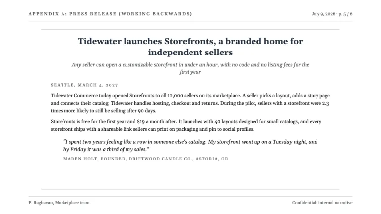 Six-Pager Press release slide