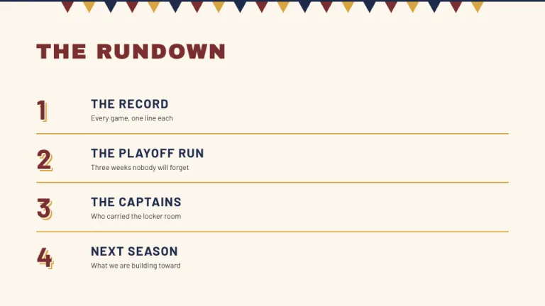 Varsity Agenda slide
