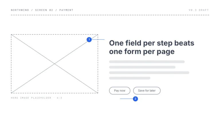 Wireframe Image + text slide