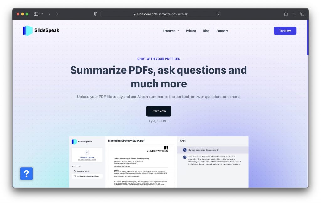 SlideSpeak PDF Summary Page
