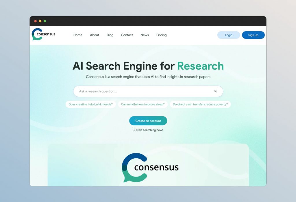 Consensus AI Research Landing Page
