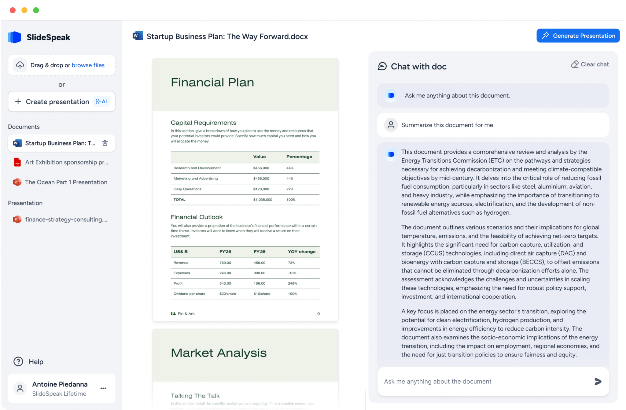 Summarize word documents with ai slidespeak chatgpt powered ai chat