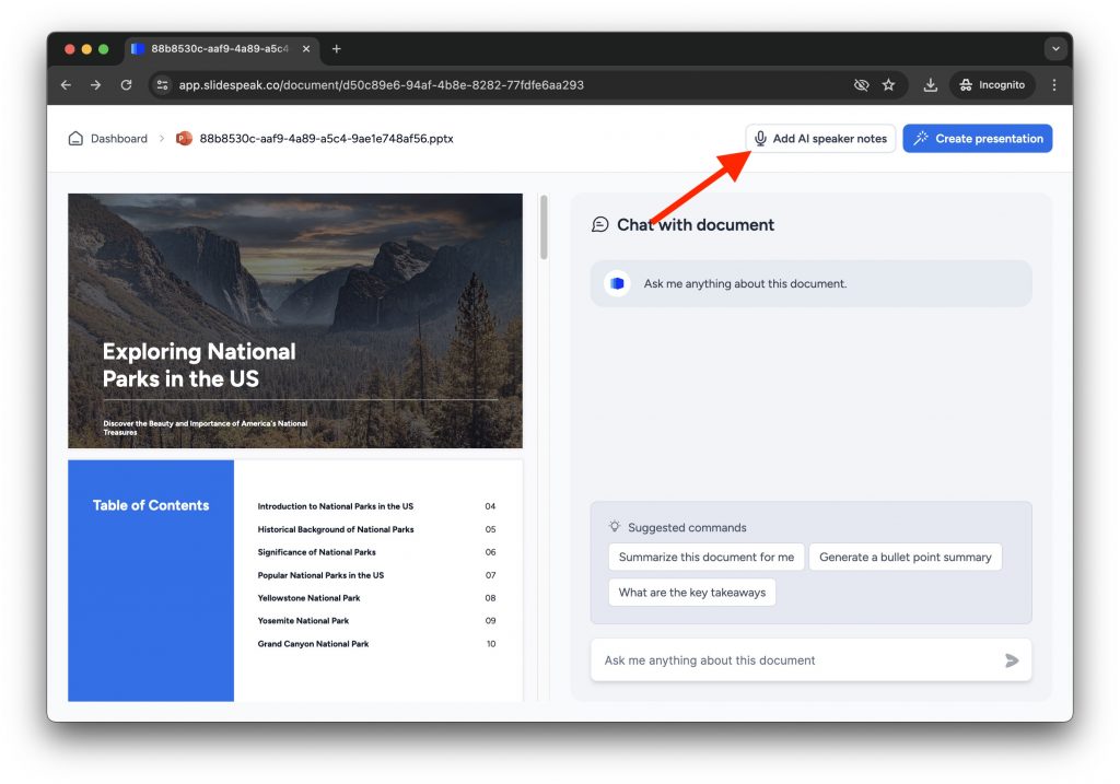 presentation to notes ai