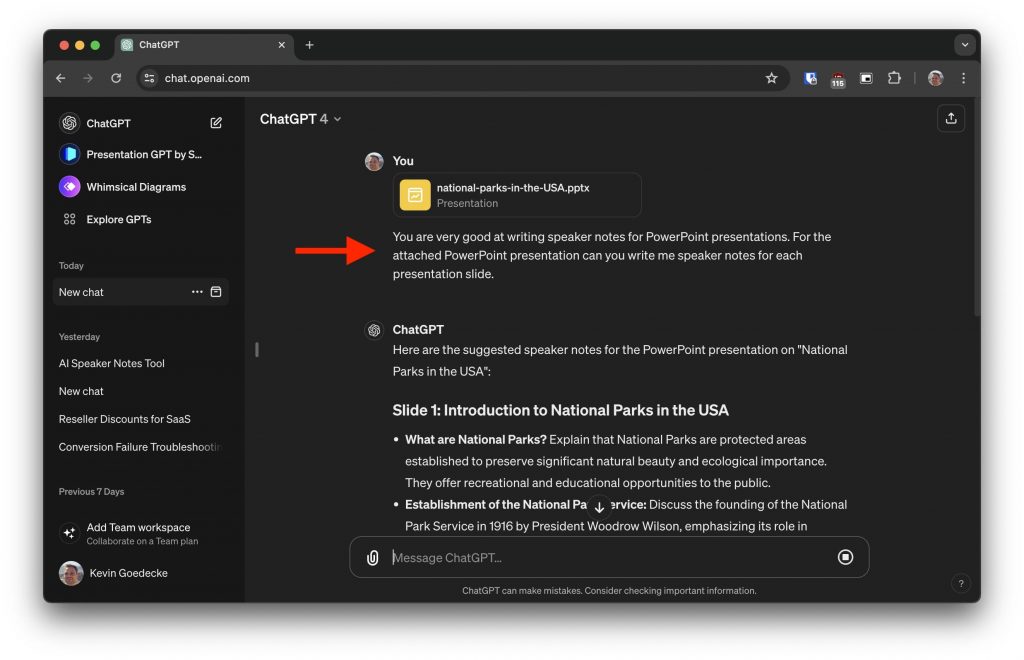 creating presentation using chatgpt