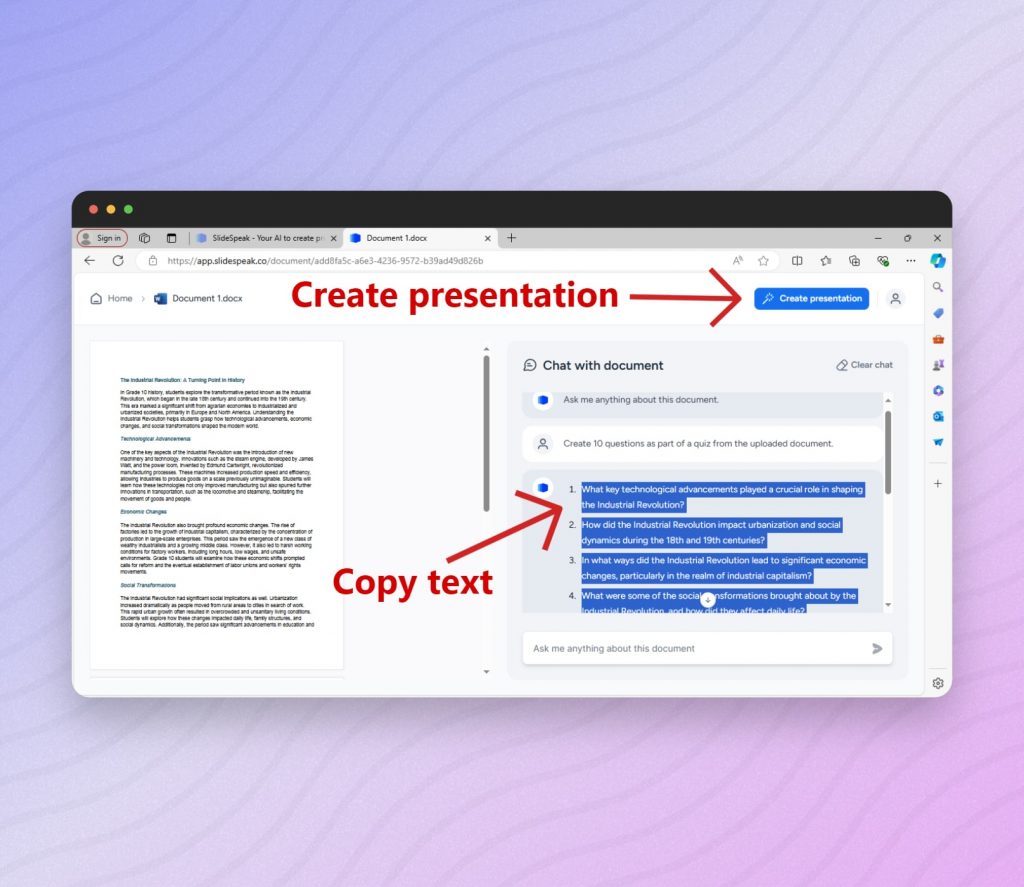 SlideSpeak Copy and Incorporate Quizzes