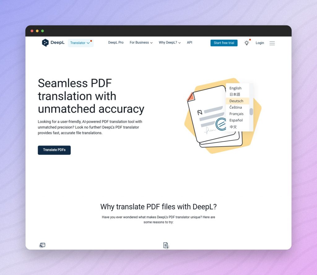 DeepL PDF translator