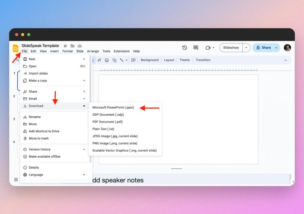 Converting Google Slides to Powerpoint tutorial