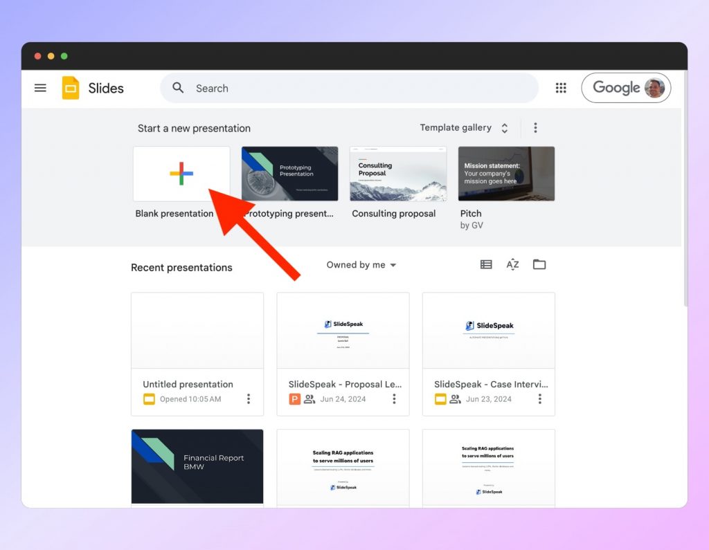 Google Slides Create New Presentation