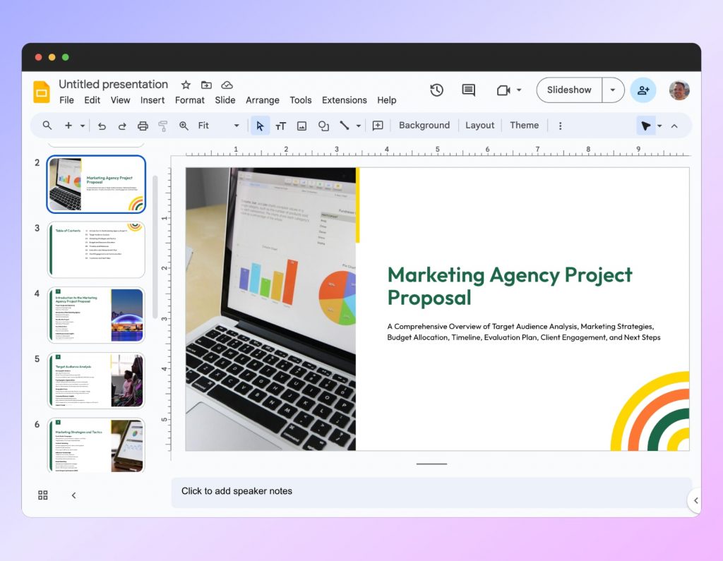 Google Slides imported SlideSpeak presentation