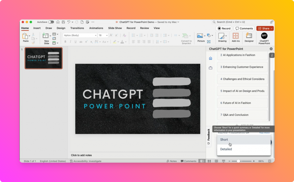 ChatGPT for PowerPoint Additional Configurations