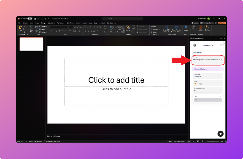 SheetSavvy AI PowerPoint Plugin