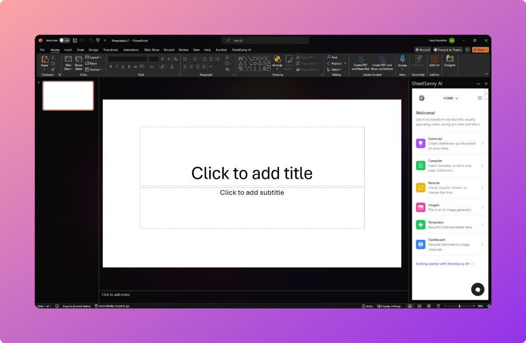 SheetSavvy AI PowerPoint Plugin