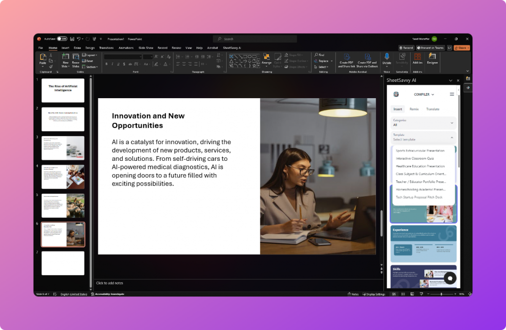 SheetSavvy AI PowerPoint Plugin