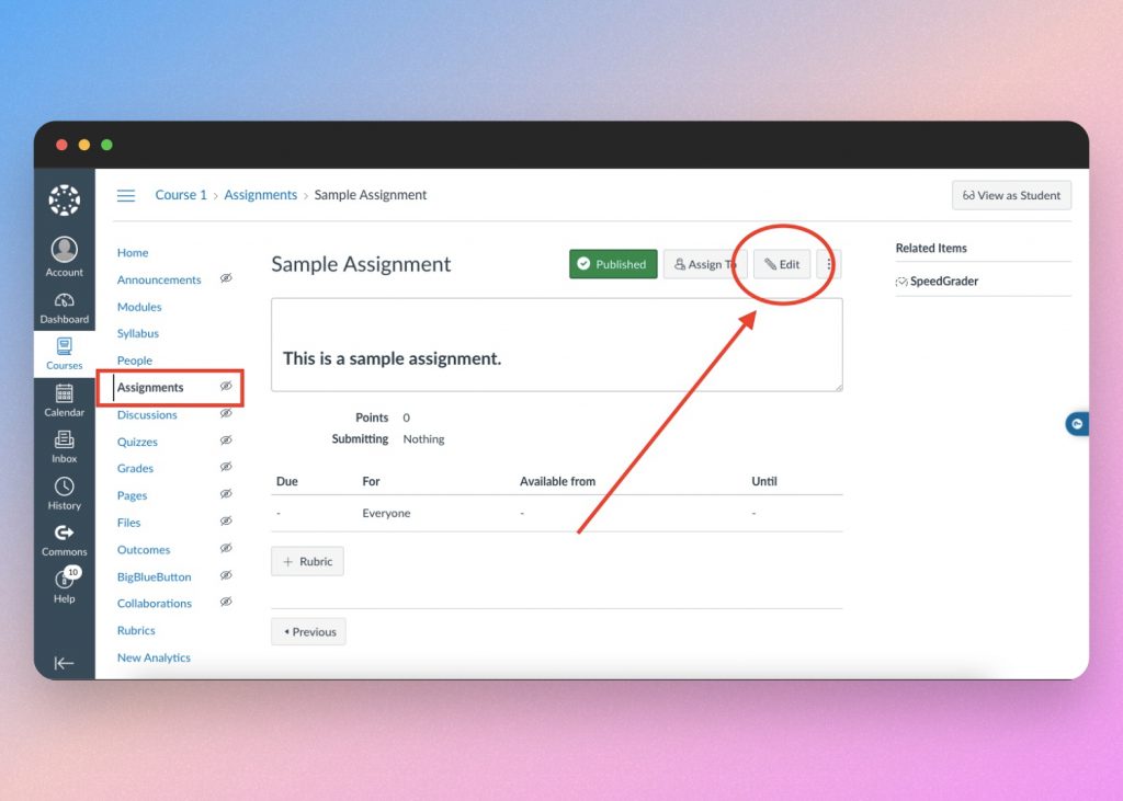 how to edit assignments in canvas