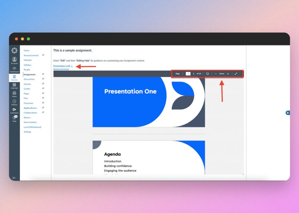 powerpoint as pdf in canvas